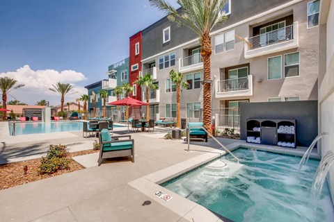 Las Vegas NV Apartments for Rent -The Mercer Resort Style Pool With Seating